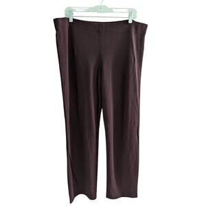 Eileen Fisher Size Large Ankle Pants Maroon High Waist Pull On Elastic Waist